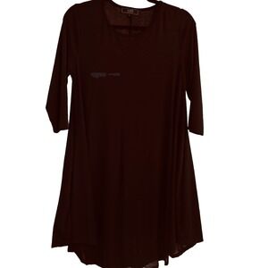 L&B Lucky Blessed tent swing dress SMALL Black   Knit Pocket Dress stretch 3/4